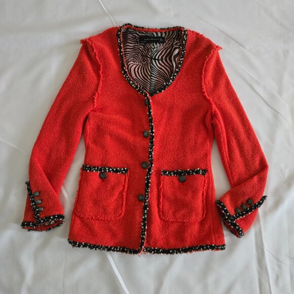 Zara Boucle Blazer Cardigan SZ S - Picture 5 of 10